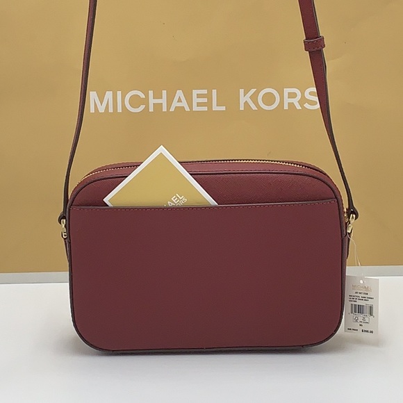 MICHAEL KORS 
Jet Set Large Saffiano Leather Crossbody Bag
Merlot-Dark Cherry - Picture 14 of 16